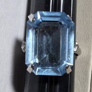 Vintage Sarah Coventry Aquamarine Sz 6.5 Adjustable Ring